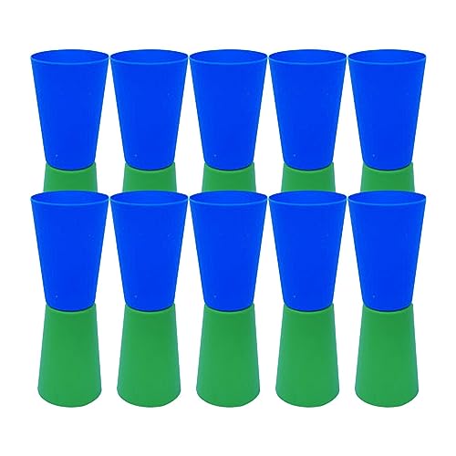 10 Stück Flip Cups Hilfe Agility Training Fitness Sensorische Integration Shuttle Run Umgekehrte Cups für Aktivität Festliches Rugby mit Aufbewahrungsnetz, Blau Grün von Amagogo
