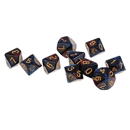 Amagogo 10x Polyhedral D10 Acrylwürfel für Brettspiele DND Toy MTG Rot + Blau Amagogo 10x Polyhedral D10 Acrylwürfel für Brettspiele DND Toy MTG Rot + Blau von Amagogo