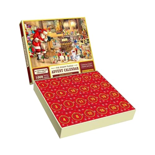 Adventskalender 2023 Puzzle, 24 Puzzleboxen, 1008 Teile Weihnachtsferienpuzzle, Stil A von Amagogo