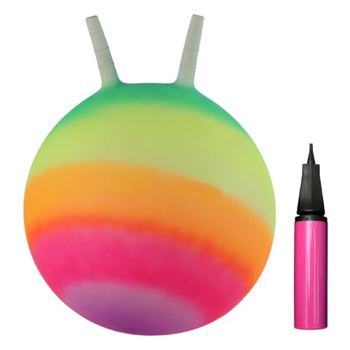 Amagogo , Kinderspielzeug, bunt, für Jungen und Mädchen, für Spiele im Innen- und Außenbereich, 18 Zoll, Regenbogen-Hopperball mit Griff von Amagogo