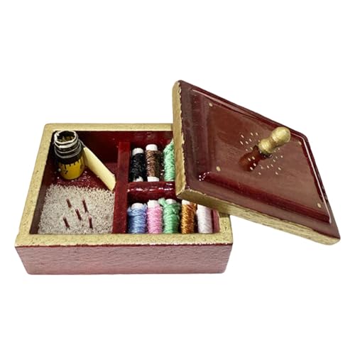 Amagogo 1/12 Dollhouse Sewing Tool Kit Simulation Zubehör Spielzeuglandschaft Lieferungen Puppenzubehör Dekoration für Haushaltshaushalt, Rot von Amagogo