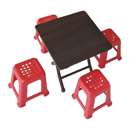 Amagogo 1/12 Puppenhaus Miniatur Modell Schreibtisch Miniatur Möbel Tisch mit 4 Stühlen Puppenhaus Rechteckiger Tisch, von Amagogo