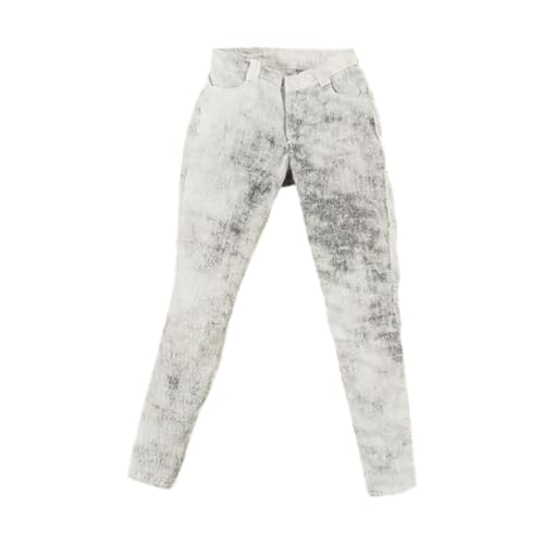 Amagogo 1/6 -Skala Lange Hosen für weibliche Figuren verkleiden stilvolle DIY -Look tragbare Requisiten Freizeitpuppenmodell Kleidung Miniaturhosen, Weiß Schwarz von Amagogo