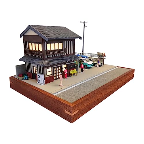 Amagogo 1/64 Maßstab Diorama Auto Garage Modell Gebäude Modellhaus Miniatur Szene Layout Zug Eisenbahn Dekor von Amagogo