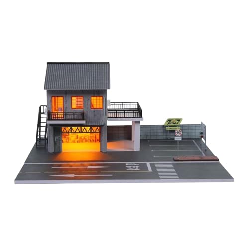 Amagogo 1/64 Skala Parkplatz Modell Auto Druckguss Garage Ornamente Diorama Layout Simulation Landschaft rutschfeste Hintergrund Modell Gebäude von Amagogo