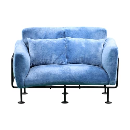 Amagogo 1: 6 Scale Dollhouse Doppel Sofa Puppenzubehör Dekoration Landschaftsvorräte Mini -Modell für Wohnzimmer Home Ornamente, Blau von Amagogo