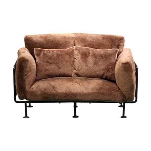 Amagogo 1: 6 Scale Dollhouse Doppel Sofa Puppenzubehör Dekoration Landschaftsvorräte Mini -Modell für Wohnzimmer Home Ornamente, Braun von Amagogo