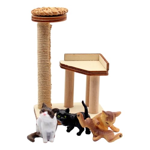 Amagogo 1:12 Puppenhaus-Katzen-Klettergerüst, Katzen-Klettergestell, Puppenhaus-Miniaturmöbel für Feengarten, Miniatur-Szenen-Layout von Amagogo