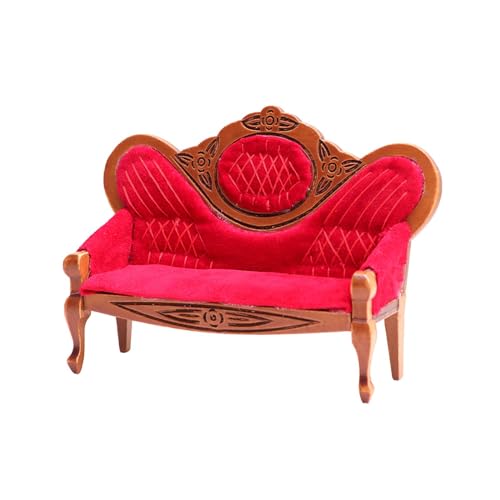 Amagogo 1:12 Puppenhaus Sofa Wohnzimmer Möbel Modell Dekor Holz Kinder Geschenke Viktorianische Bank Rollenspiel Spielzeug Puppenhaus Bank Sofa, Rot Amagogo 1:12 Puppenhaus Sofa Wohnzimmer Möbel Modell Dekor Holz Kinder Geschenke Viktorianische Bank Rollenspiel Spielzeug Puppenhaus Bank Sofa, Rot von Amagogo
