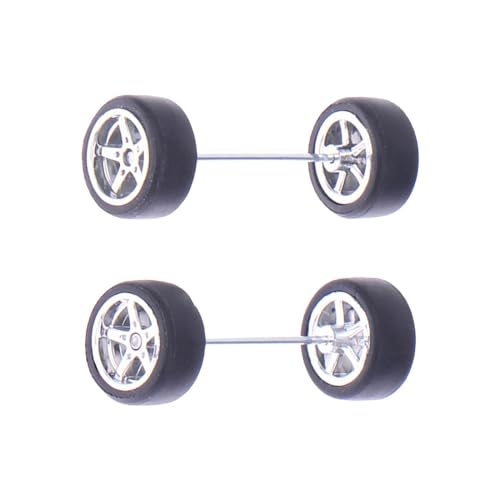 Amagogo 1:64 Räder und Reifen-Set, RC-Reifen mit Felge, RC-Teil, Fahrzeugräder, modifizierter Reifen für Automodelle, Kinder, Erwachsene, RC-Truck, Silber von Amagogo