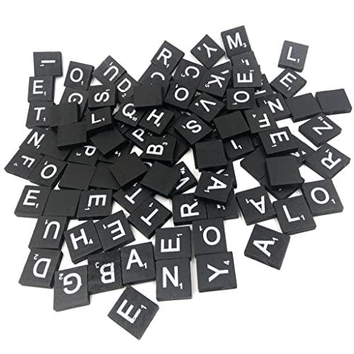 Amagogo 100 Stück/Packung Spiel Ersatz Crafts Bulk Schwarz 26 Alphabet Holzfliesen von Amagogo