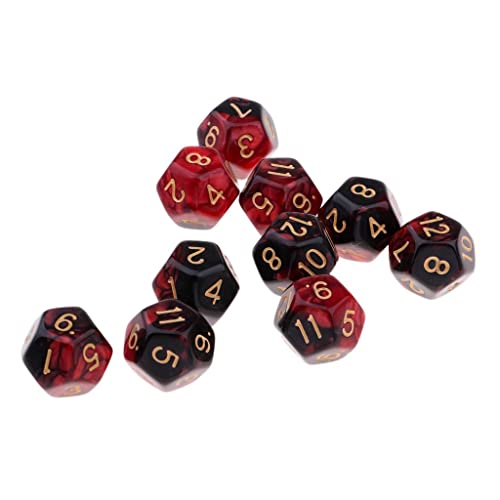 Amagogo 10er Pack Mehrseitige Würfel Polyhedron Würfel Set D12 für D&D Tabletop Game, Rot + Schwarz Amagogo 10er Pack Mehrseitige Würfel Polyhedron Würfel Set D12 für D&D Tabletop Game, Rot + Schwarz von Amagogo