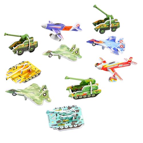 Amagogo 10x Buntes Puzzle Montessori-Spielzeug Lernspielzeug Kreativität Fantasie für Kindergartenkinder im Alter von 3 4 5 Jahren, Flugzeugpanzer von Amagogo