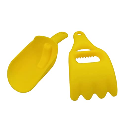 Amagogo 2 Stücke Strand Sandspielzeug Kinder Gartengerät, Sand und Rechen Pool Wasserspielzeug Langlebig Glatt Garten für Jungen Mädchen Sommer, GELB von Amagogo