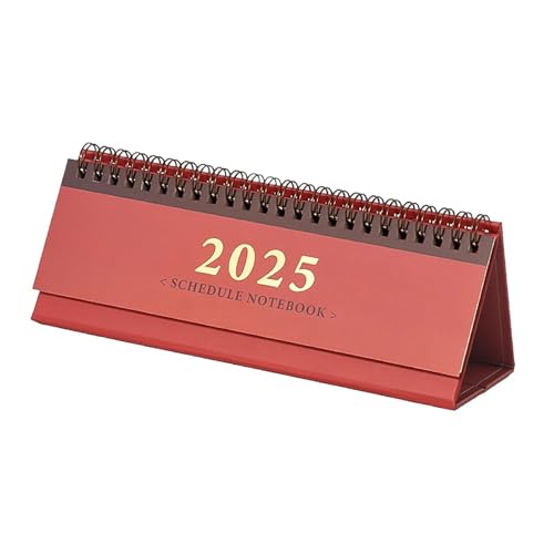 Amagogo 2025 Schreibtischkalender, Kleiner Klappkalender für die Planung, Verwendung von dickem Papier, Tagesplaner, Zeitplan-Notizbuch für Desktop-Ornamente, Rot von Amagogo