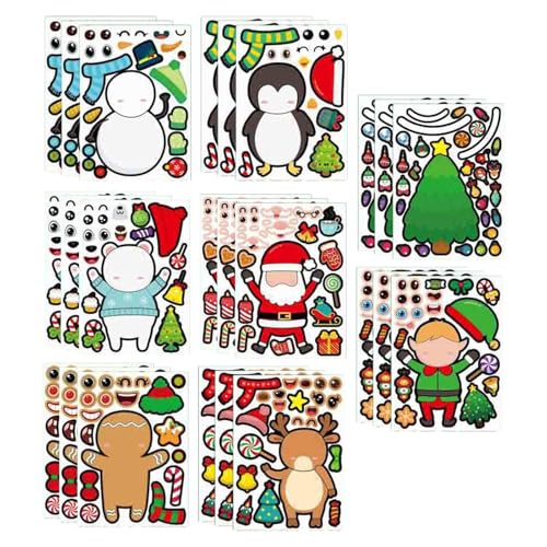 Amagogo 24 Blatt Weihnachtsaufkleber zum Thema Weihnachten, Make-A-Face-Aufkleber, zum Verkleiden, Basteln, Cartoon-Partygeschenke, Dekoration, Style B Amagogo 24 Blatt Weihnachtsaufkleber zum Thema Weihnachten, Make-A-Face-Aufkleber, zum Verkleiden, Basteln, Cartoon-Partygeschenke, Dekoration, Style B von Amagogo