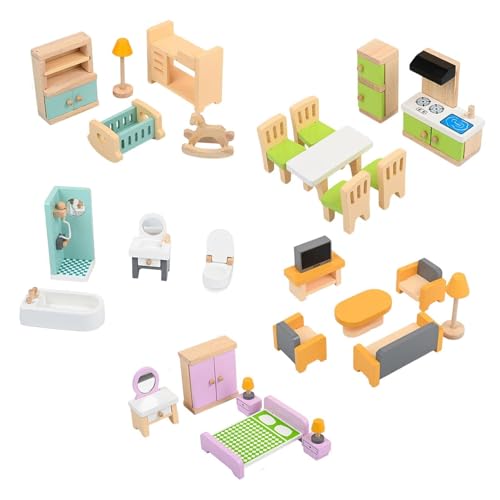 Amagogo 27x Hölzernes Puppenhaus Möbelset, Möbelspielzeug Set für Die Wohnzimmerdekoration Amagogo 27x Hölzernes Puppenhaus Möbelset, Möbelspielzeug Set für Die Wohnzimmerdekoration von Amagogo