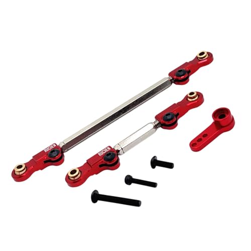 Amagogo 2X Lenkverbindungsstange Stange Stange Professionelle Ersatzteile RC -Auto -Druckstangen mit Servoarm für H12Y H12Y+ 1:12 DIY -Zubehör, Rot von Amagogo