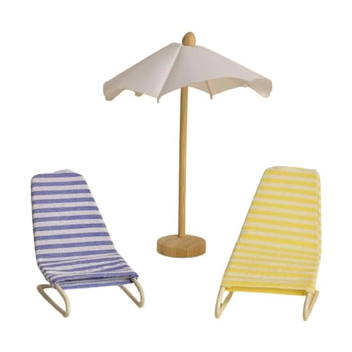 Amagogo 3 Stücke 1/12 Dollhouse Beach Stuhl und Regenschirm, Miniaturmöbel für Sandkästen Ornamente, Blau Gelb Amagogo 3 Stücke 1/12 Dollhouse Beach Stuhl und Regenschirm, Miniaturmöbel für Sandkästen Ornamente, Blau Gelb von Amagogo