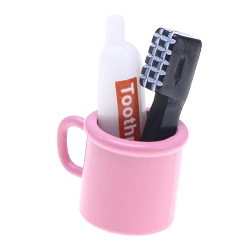 Amagogo 3-teiliges Puppenhaus-Badezimmer-Set, Zahnbürste, Zahnpasta-Becher-Set, 1:12, Geschenk, Mini-Badezimmer-Szenenmodell für Schaufenster, Foto-Requisiten, Rosa Amagogo 3-teiliges Puppenhaus-Badezimmer-Set, Zahnbürste, Zahnpasta-Becher-Set, 1:12, Geschenk, Mini-Badezimmer-Szenenmodell für Schaufenster, Foto-Requisiten, Rosa von Amagogo