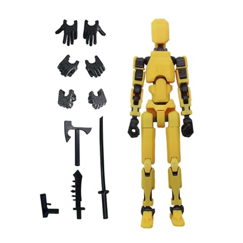 Amagogo 3D-gedruckte Actionfigur, Gelenke, Körper, männliche Actionfigur, bewegliche Actionfigur für Heimwerker, Gelb und Schwarz von Amagogo