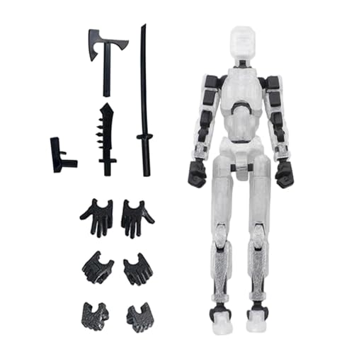 Amagogo 3D-gedruckte Actionfigur, Gelenke, Körper, männliche Actionfigur, bewegliche Actionfigur für Heimwerker, Schwarz und klar von Amagogo