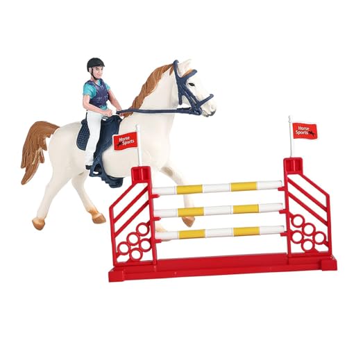 Amagogo 3X Pferde- und Reiterspielset, realistische Pferdefigur, Reitspielzeugset mit Pferdereiter und Zaun für Kinder, Babys, Jungen und Mädchen, Männerreiter von Amagogo