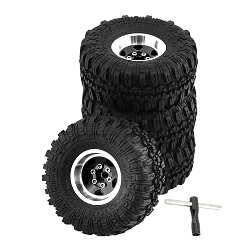 Amagogo 4 Stück RC-Hobby-Auto-Upgrade-Reifen mit Felge, Leichter Reifen für RC-LKW-Auto-Upgrade-Teile im Maßstab 1:18, Schwarz von Amagogo