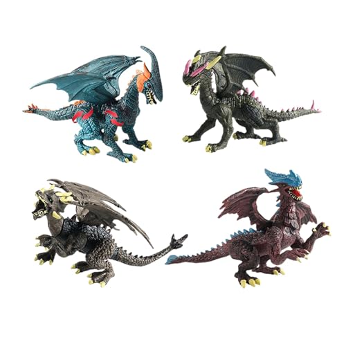 Amagogo 4 Stück Teufelsdrachenfiguren, lebensechte Wildtier-Dinosaurier, Flexible Gelenke, Kinderspielzeug, fliegendes Drachenmodell für Bildungsrequisiten von Amagogo