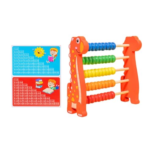 Amagogo 5 Reihen Holz für Kinder Mathematikzählungsrahmen Jungen Mädchen Entwicklung Bildung Tool Math Game Spielzeug Perlen Zählen Spielzeug, Dinosaurierform von Amagogo