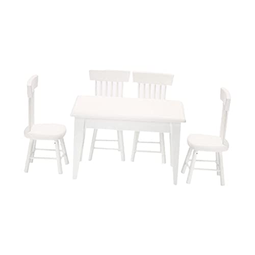 Amagogo 5er Pack Esstisch mit Stühlen, Dekorationszubehör, DIY Puppenhaus Möbel Aus Holz Im Maßstab 1:12, Spielzeug für Das Esszimmer Des Puppenhauses von Amagogo