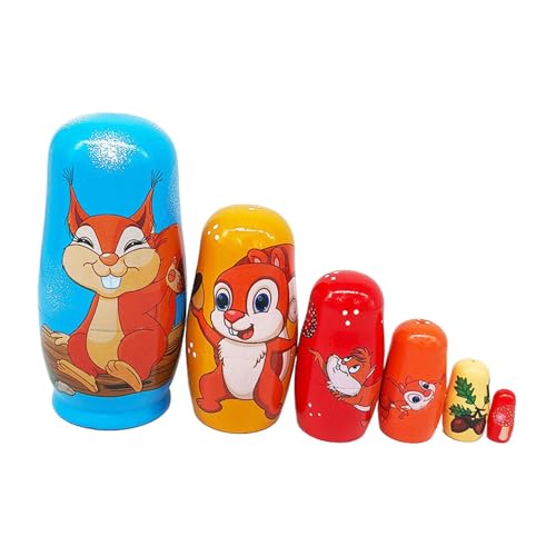 Amagogo 6X Russische Matrjoschka-Puppen aus Holz, handgefertigtes Spielzeug für Kinder und Kleinkinder von Amagogo