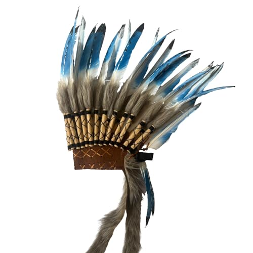 Amagogo American Chief Indian Native Hat Stirnband Dekoration Kopfbedeckung Männer Frauen Federkopfschmuck Kopfbedeckung für Halloween Mardi Gras von Amagogo