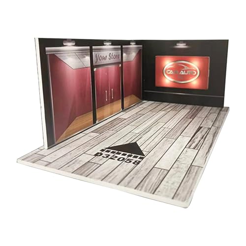 Amagogo Autogarage-Vitrine im Maßstab 1/24, Druckguss-Automodell, Fahrzeuggarage-Vitrine, Parkplatzszene, Parkplatz, Rot von Amagogo