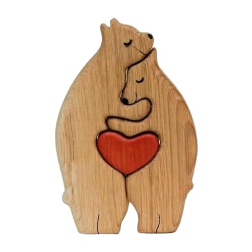 Amagogo Bärenfamilie Holz-Kunstpuzzle, Holzbären-Puzzle-Skulpturen, Lernspielzeug, Holzdekoration für Geburtstage, Geschenk für Familie, 2 Bären von Amagogo
