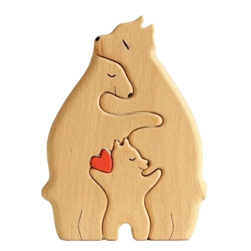 Amagogo Bärenfamilie Holz-Kunstpuzzle, Holzbären-Puzzle-Skulpturen, Lernspielzeug, Holzdekoration für Geburtstage, Geschenk für Familie, 3 Bären von Amagogo