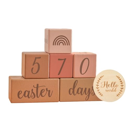 Amagogo -Blöcke-Set, Foto-Requisiten, kreatives Andenken, Andenken für Jungen oder Mädchen, Geschenk für Neue Mütter, Holzscheiben, Rosa Amagogo -Blöcke-Set, Foto-Requisiten, kreatives Andenken, Andenken für Jungen oder Mädchen, Geschenk für Neue Mütter, Holzscheiben, Rosa von Amagogo