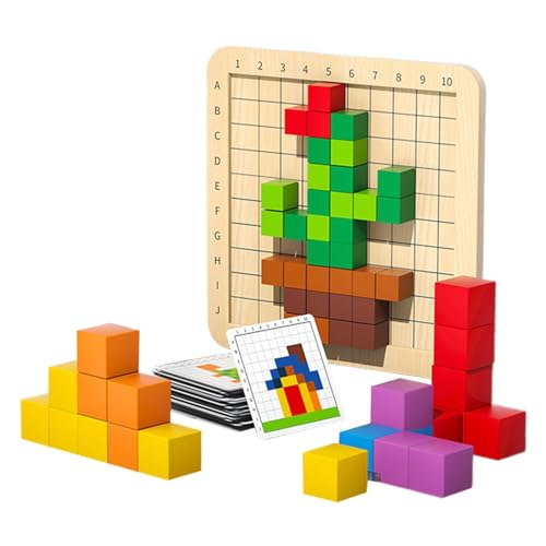 Amagogo Bunte Würfel, Stapelspielzeug, Puzzle-Spielzeug, mathematisches Lernspielzeug, Bausteine für Jungen, Mädchen, Kinder, Kleinkinder, Partygeschenke, mit 24 Karten von Amagogo