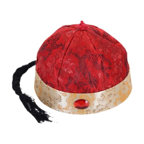 Amagogo Chinesischer orientalischer Hut, Vermieter-Mütze, Party-Kostüm-Mütze für Tanz-Kostümparty, Dunkelrot 58cm Amagogo Chinesischer orientalischer Hut, Vermieter-Mütze, Party-Kostüm-Mütze für Tanz-Kostümparty, Dunkelrot 58cm von Amagogo