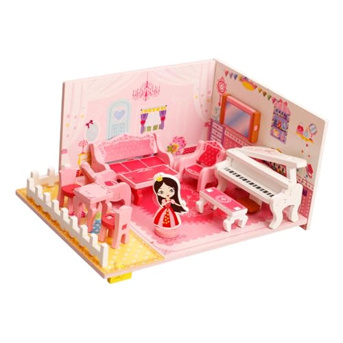 Amagogo DIY-Miniatur-Puppenhaus-Bausatz, 3D-Holzhaus-Bausatz, handgefertigt, kreativer Raum, mit Möbeln, kleines Hausspielzeug für Kinder und Erwachsene Amagogo DIY-Miniatur-Puppenhaus-Bausatz, 3D-Holzhaus-Bausatz, handgefertigt, kreativer Raum, mit Möbeln, kleines Hausspielzeug für Kinder und Erwachsene von Amagogo