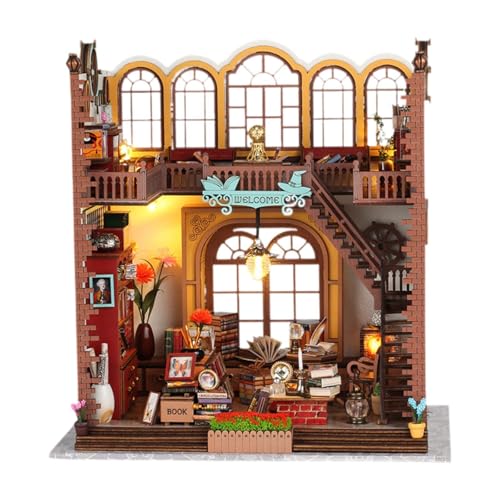 Amagogo DIY Miniatur-Puppenhaus-Kits, 3D-Holzpuzzle, handgefertigte Bücherregal-Einlage, Puppenhaus-Buchstützen aus Holz für Kinder, Mädchen, Jungen, Geschenk Amagogo DIY Miniatur-Puppenhaus-Kits, 3D-Holzpuzzle, handgefertigte Bücherregal-Einlage, Puppenhaus-Buchstützen aus Holz für Kinder, Mädchen, Jungen, Geschenk von Amagogo