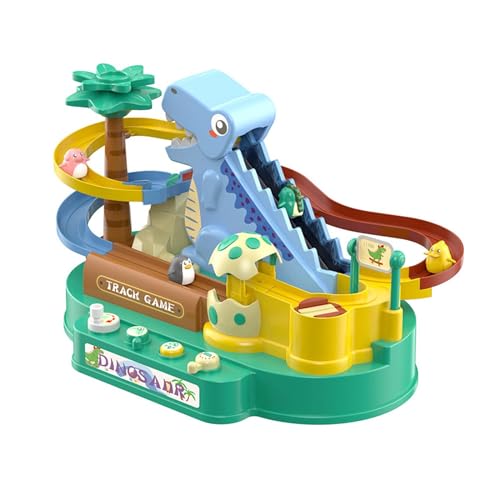 Amagogo Dinosaurier-Jagd-Rennbahn-Spiel, Treppensteigen-Spielzeug, Indoor-Spielzeug, Puzzle-Spielsets, Schienen-Rutschspielzeug mit Musik und Licht für Kinder von Amagogo