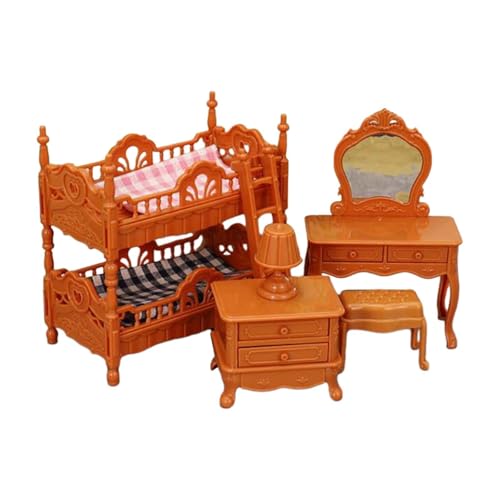 Amagogo Dollhouse Miniaturmöbel Set Dressing Tischzubehör Klassische Rollenspiele Bunk Bett tun Spielzeug für Jungengeschenk, Braun von Amagogo