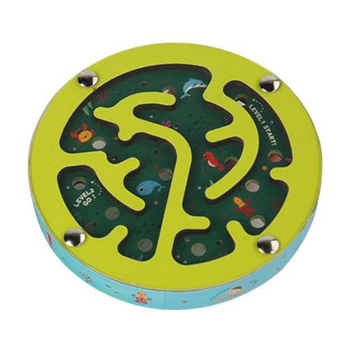 Amagogo Doppelseitiges Labyrinth-Ballspielzeug, hölzernes Balance-Labyrinthspiel, herausforderndes Roll-Over-Ballspiel, Labyrinth-Puzzle für Teenager, Gelb von Amagogo