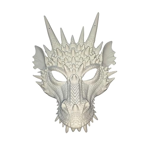 Amagogo Drachen Cosplay Maske, Tierkopfschmuck Maske, Requisiten Fantasy Neuheit Halloween Maskerade Maske für Shows Halloween Festival Karneval Erwachsene, Weiß von Amagogo