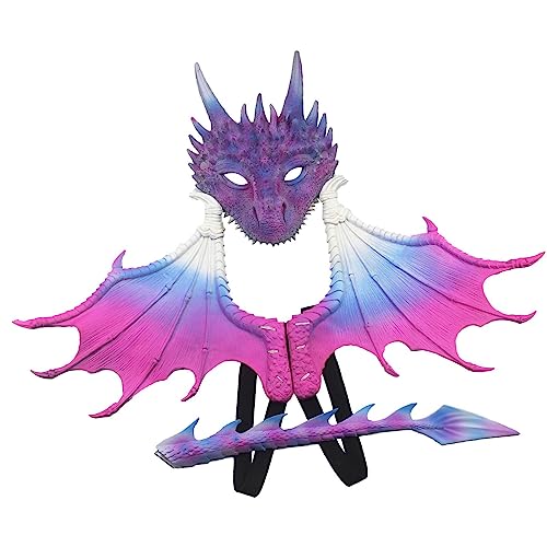 Amagogo Drachenkostüm für Kinder, Dinosaurier-Maske, Flügel-Sets, Foto-Requisiten, Cosplay, Verkleidung für Partygeschenke, Maskerade, rosa violett Amagogo Drachenkostüm für Kinder, Dinosaurier-Maske, Flügel-Sets, Foto-Requisiten, Cosplay, Verkleidung für Partygeschenke, Maskerade, rosa violett von Amagogo