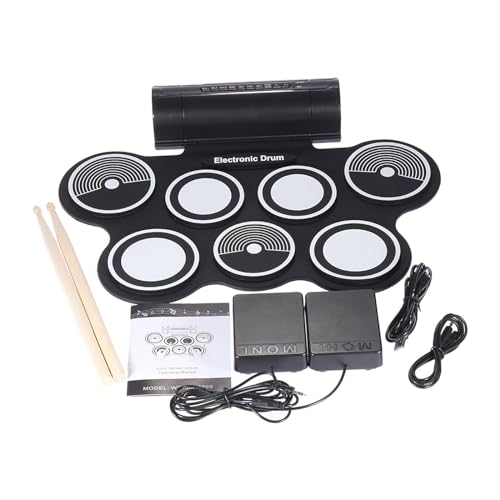 Amagogo Elektronisches Schlagzeug-Set, Tisch-Schlagzeug-Set mit Kopfhöreranschluss, kompaktes tragbares digitales Schlagzeug für Anfänger, Geschenke, Kinder von Amagogo