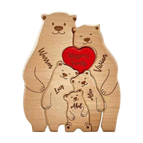 Amagogo Familie Holz Puzzle Familie von DIY Home Tischdekoration Holzdekoration Skulptur für Weihnachten Mama und Papa, 5 Bären von Amagogo