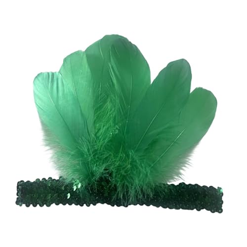 Amagogo Feder-Stirnband, Elegante Pailletten-Feder-Kopfbedeckung für Rollenspiele, Bühnenshow, GrÜn Amagogo Feder-Stirnband, Elegante Pailletten-Feder-Kopfbedeckung für Rollenspiele, Bühnenshow, GrÜn von Amagogo