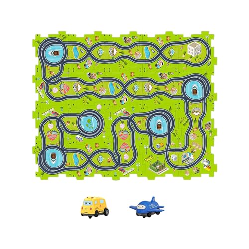 Amagogo Gleis-Bausteine, Stadtstraßen-Puzzle für Kinder, Puzzle-Gleise, Puzzle-Set, Gleis-Spielzeugfahrzeug für Mädchen, Stadtmodell 20teilig von Amagogo